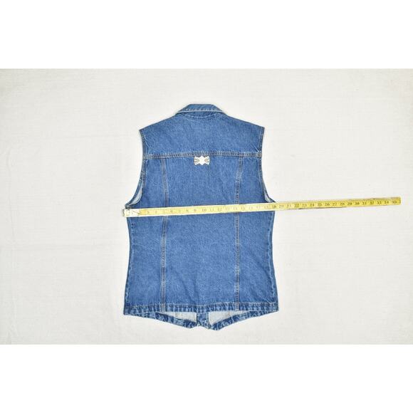 Vintage The Brass Menagerie Denim Vest Women's Regular Size S Embellished - Picture 5 of 8